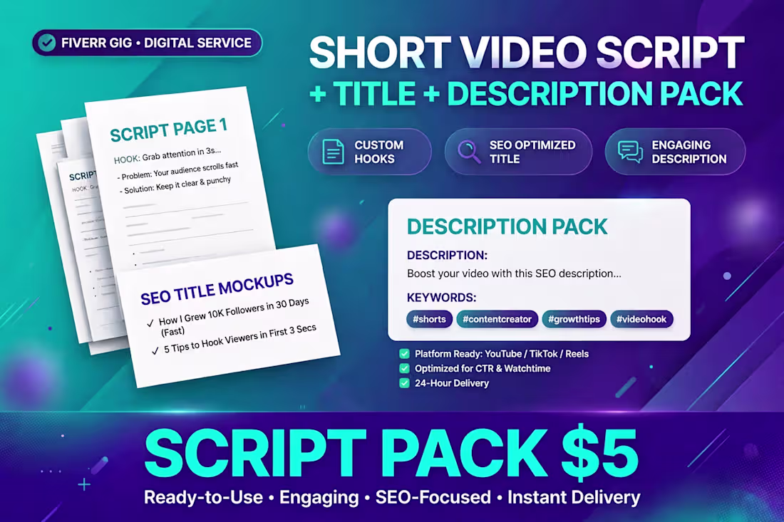 Cover image for Short Script + Title + Description Pack
