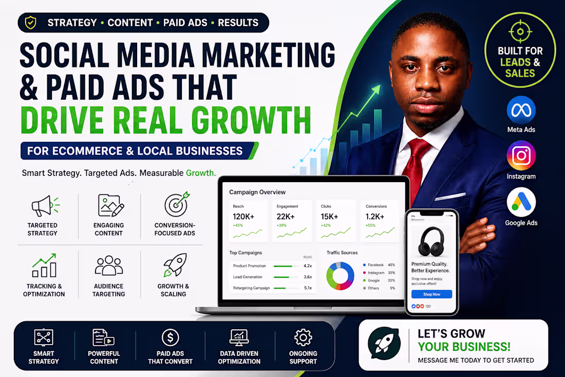 Cover image for Social Media Marketing & Paid Ads for eCommerce & Local Business