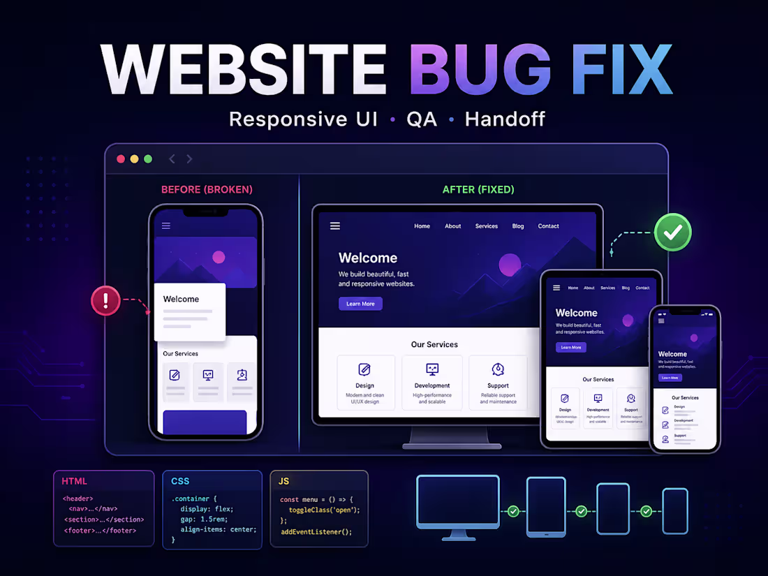 Cover image for Fix one website bug or responsive layout issue