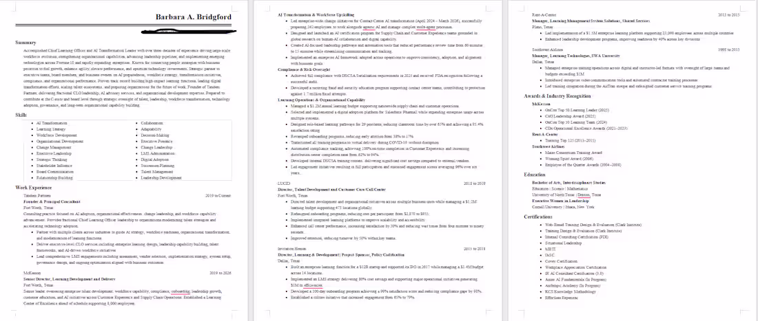Cover image for Developed a modern executive resume