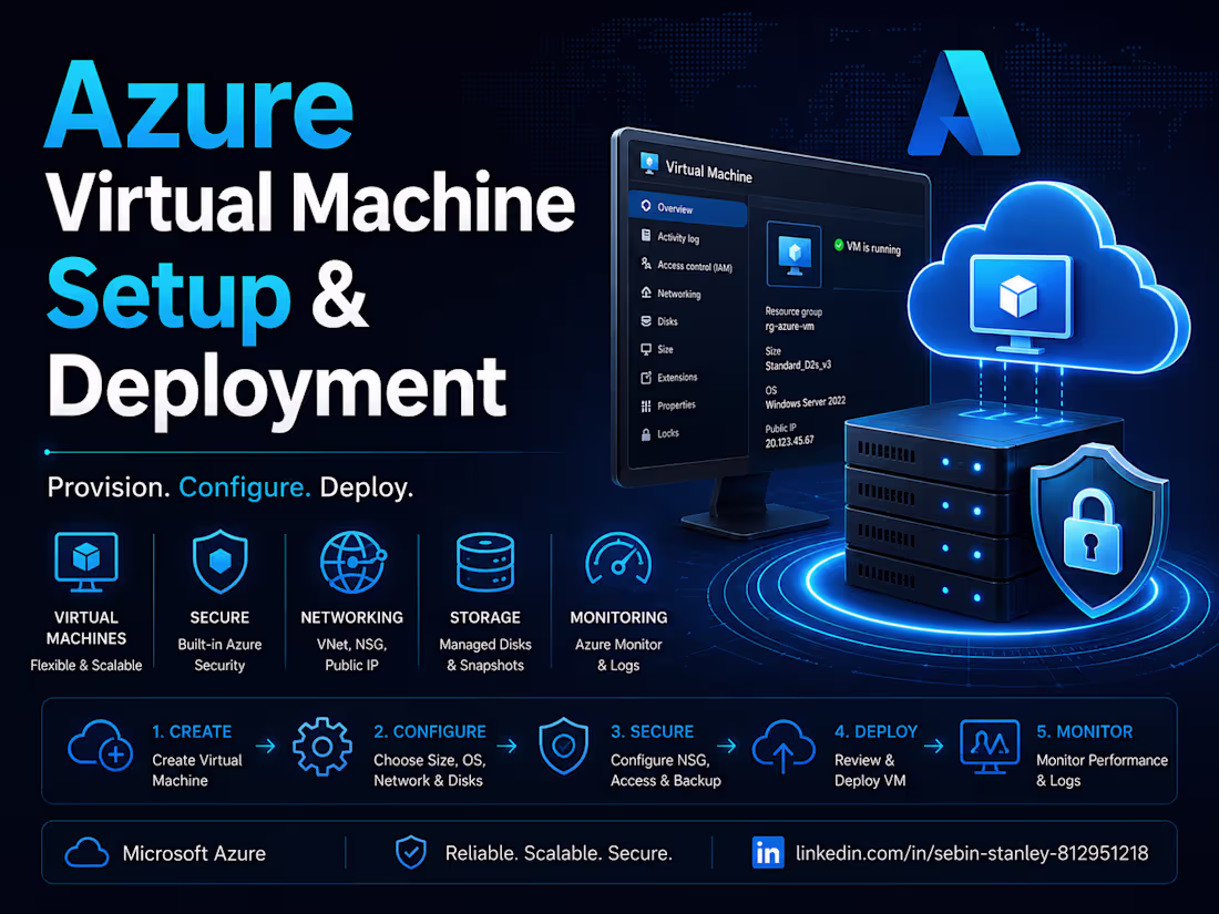 Cover image for Azure Virtual Machine Setup & Deployment