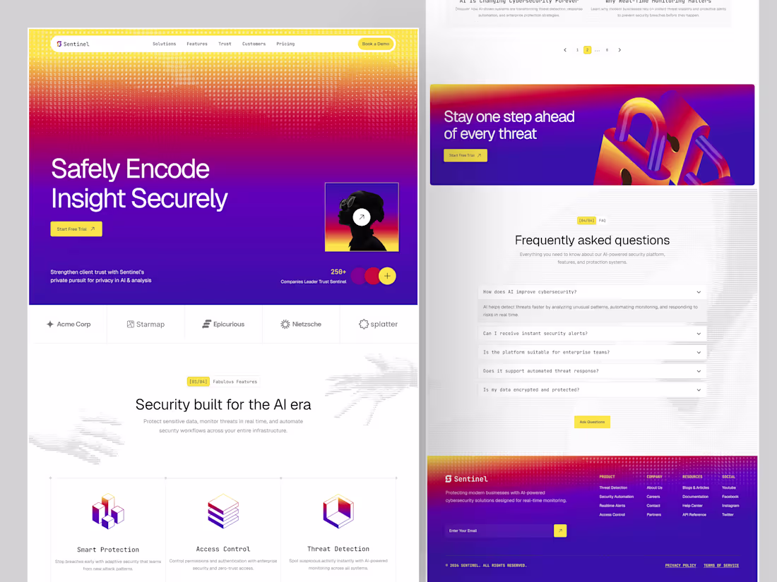 Cover image for Sentinel - AI Security Landing Page