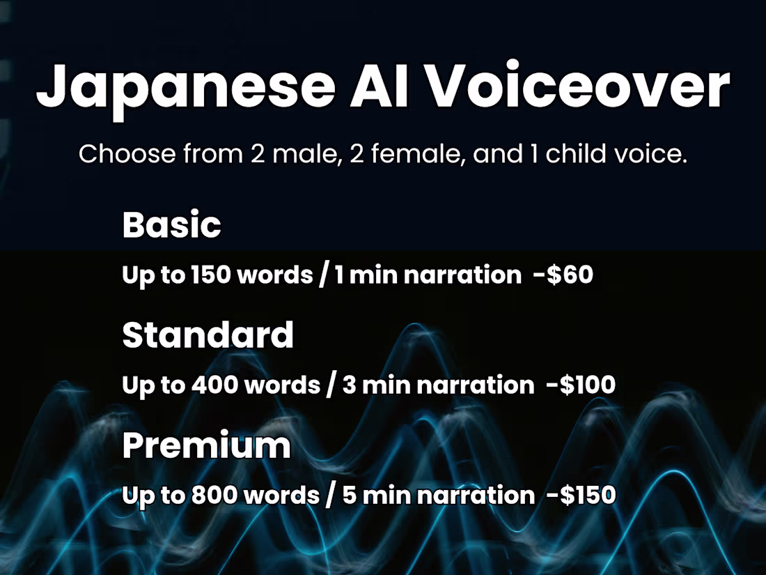 Cover image for Japanese AI Voiceover & Narration (VoicePeak)