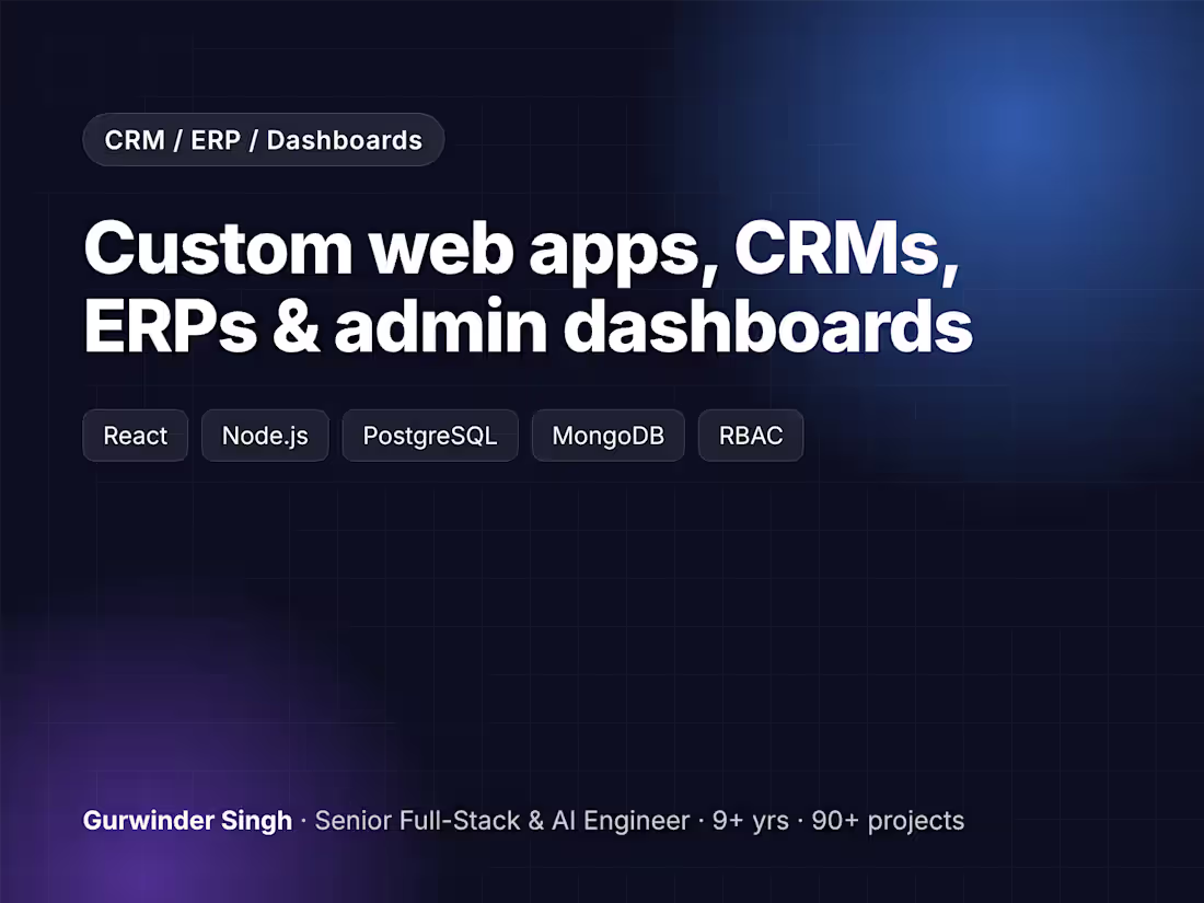 Cover image for Custom Web App, CRM, ERP or Admin Dashboard (React & Node.js)
