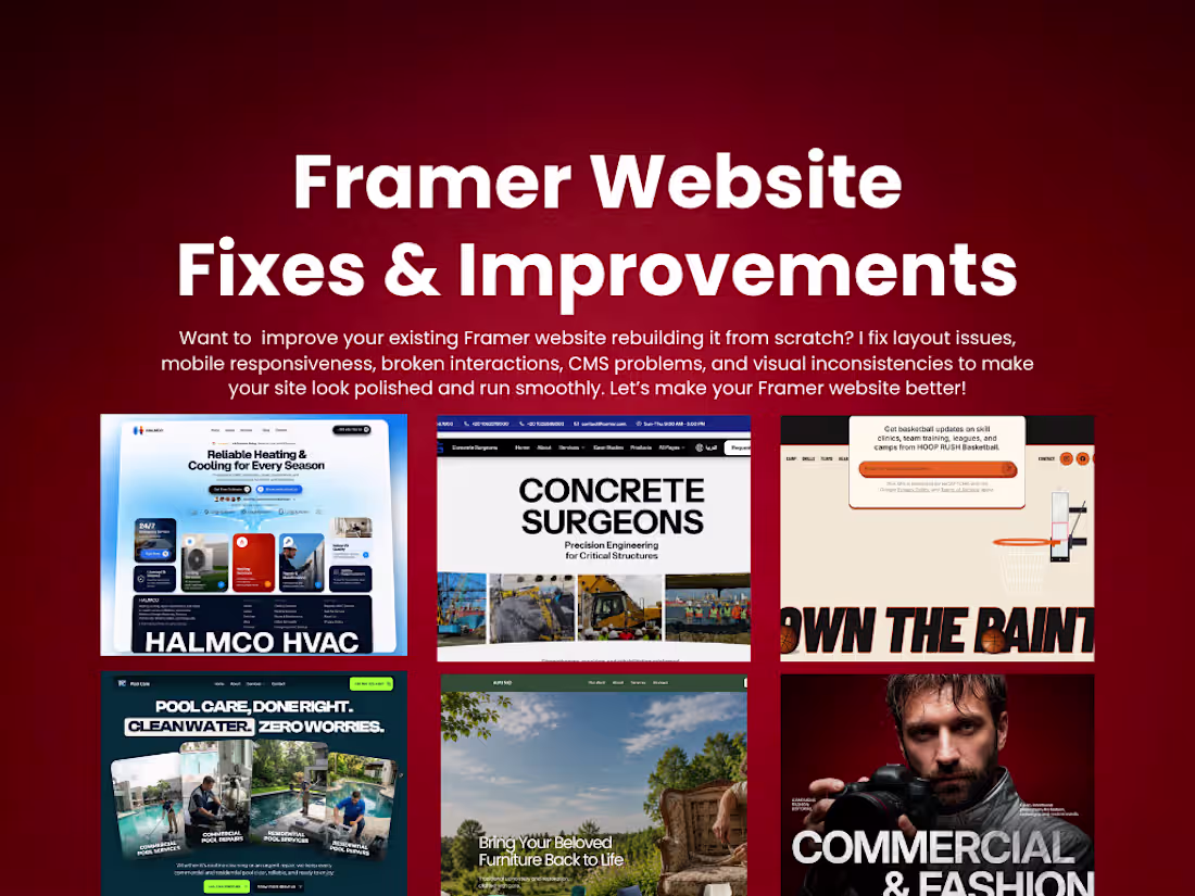 Cover image for Framer Website Fixes & Improvements
