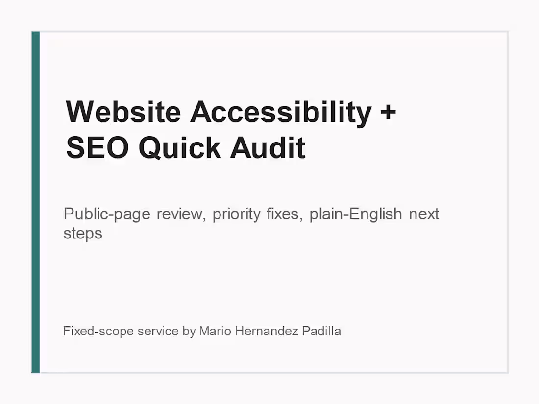 Cover image for Website Accessibility and SEO Quick Audit