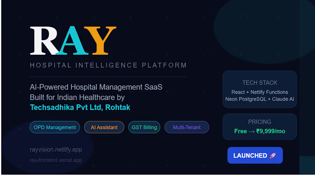 Cover image for Hospital Management Software (RAY SaaS)