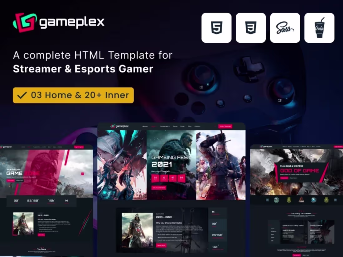 Cover image for Streaming Gaming, E-sports HTML Website Template