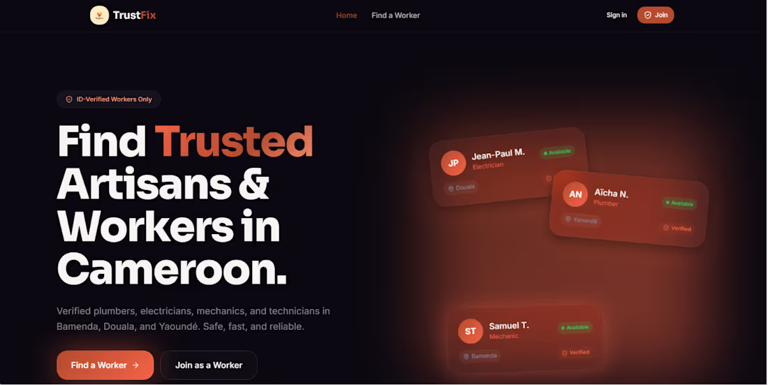 Cover image for trustfix connect local workers with community jobs