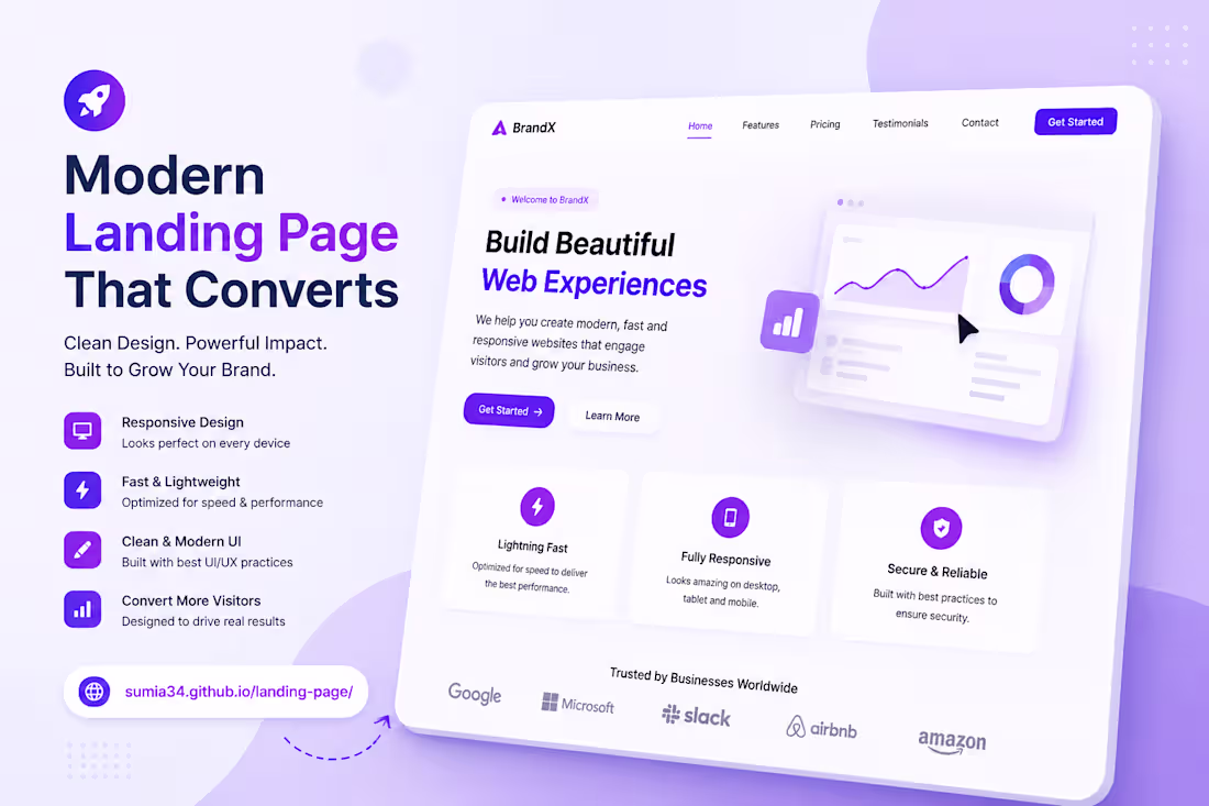 Cover image for Modern Responsive Landing Page
Designed and