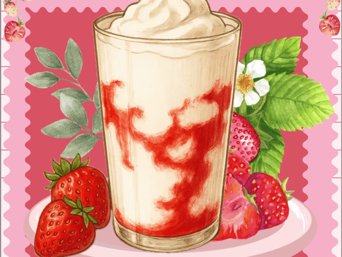 Cover image for Strawberry Cream Drink — Food & Beverage Illustration