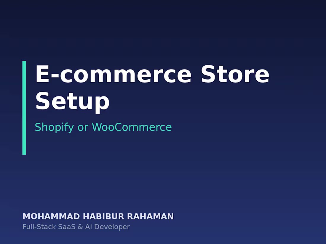 Cover image for E-commerce Store Setup on Shopify or WooCommerce