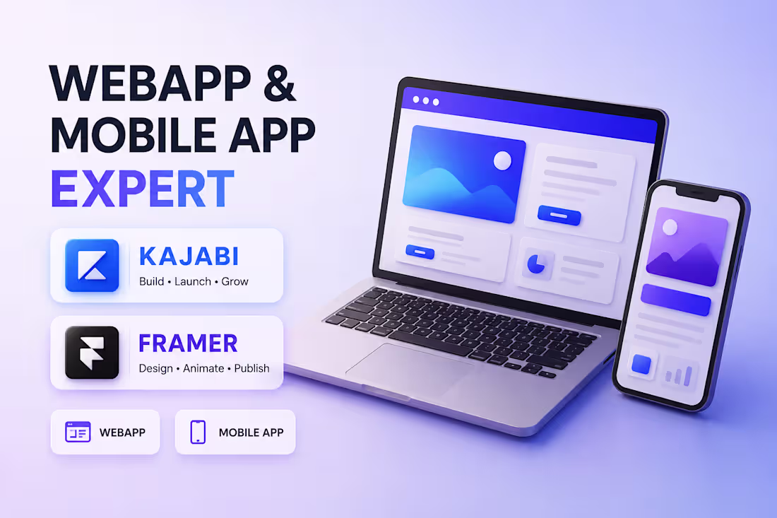 Cover image for Full-Stack Developer for Kajabi, Framer, Mobile & Web App