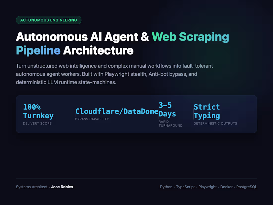 Cover image for Autonomous AI Agent & Web Scraping Pipeline Architecture