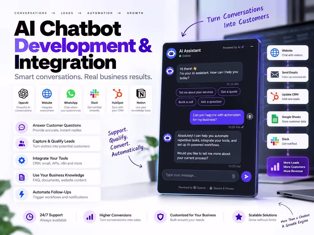 Cover image for AI Chatbot Development & Integration