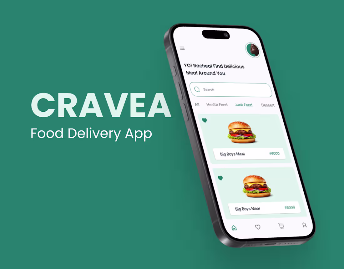 Cover image for Cravea — Clean & Calm Food Delivery App Redesign