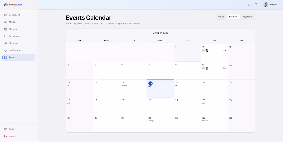 Cover image for Event Calendar of United Mess