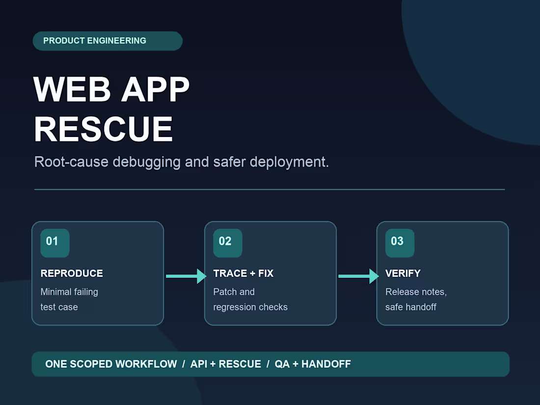 Cover image for Fix a web app bug or deployment issue