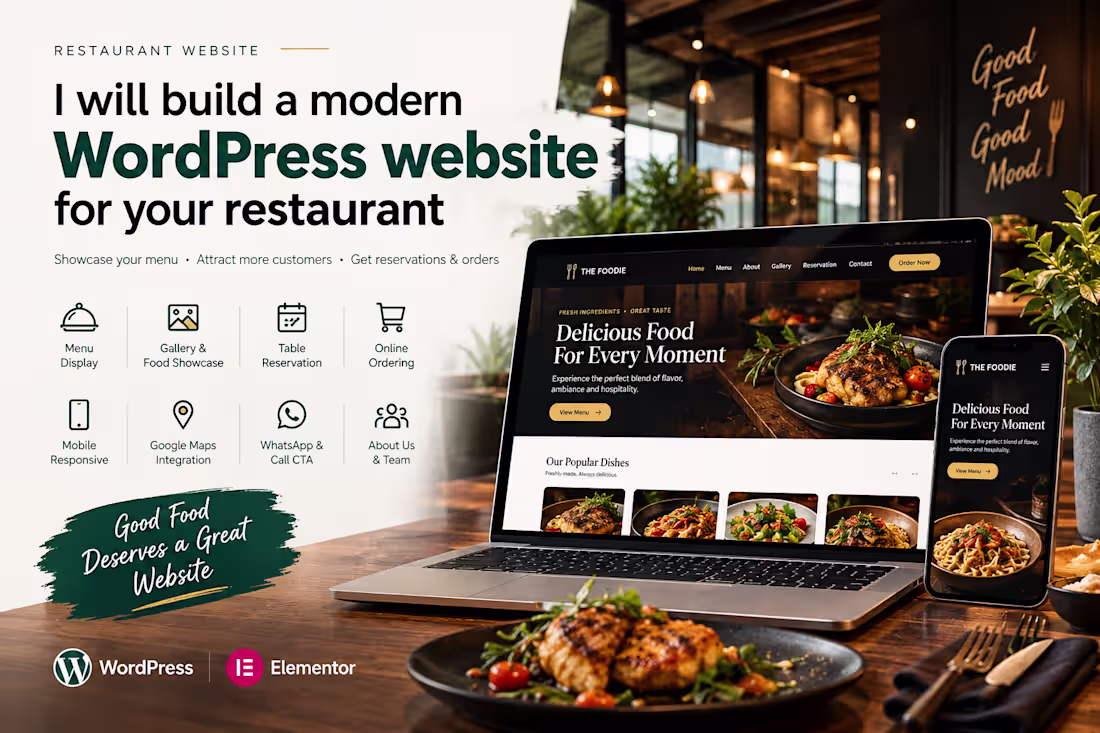 Cover image for I will build a modern website for your restaurant