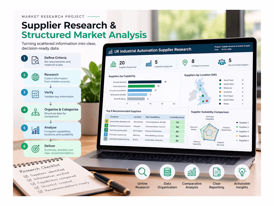Cover image for Created a structured supplier research