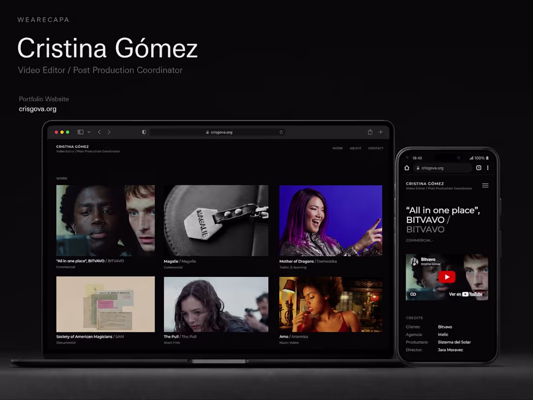 Cover image for Portfolio website for Cristina Gómez,
