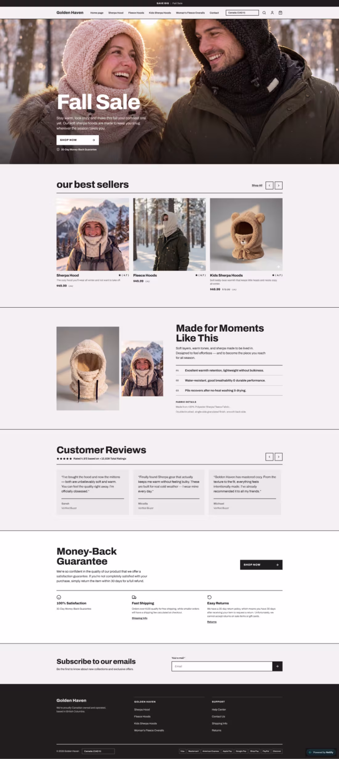 Cover image for Golden Haven — Ecommerce Homepage Redesign