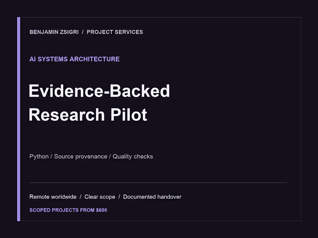 Cover image for Evidence-Backed AI Research & Data Pipeline Pilot