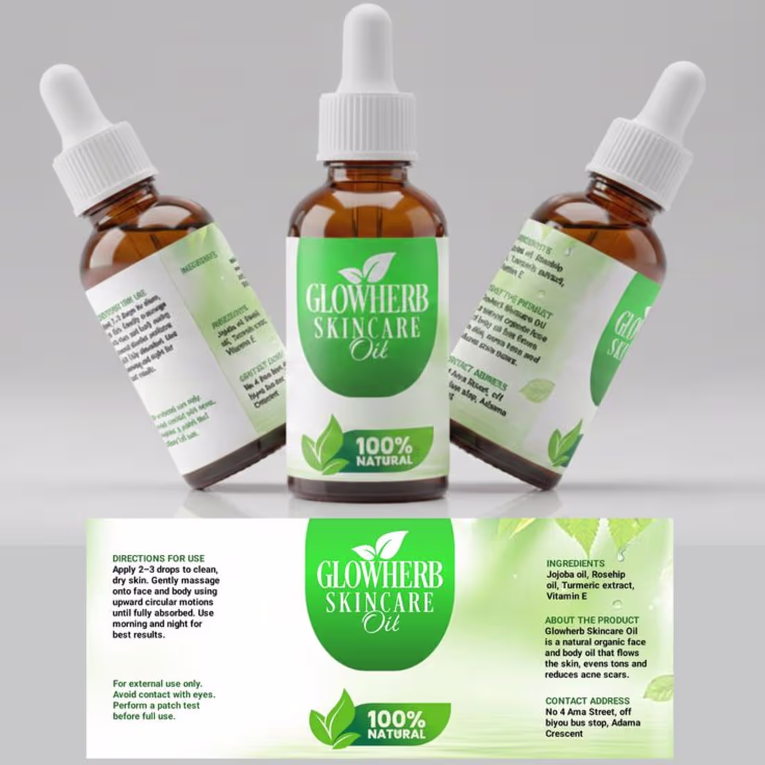 Cover image for GlowHerb Skincare Oil Label &