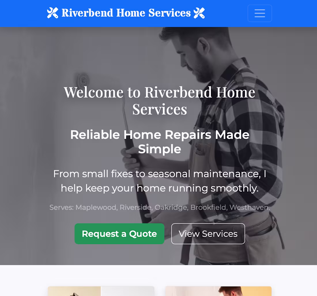Cover image for Riverbend Home Services: Responsive Business Website