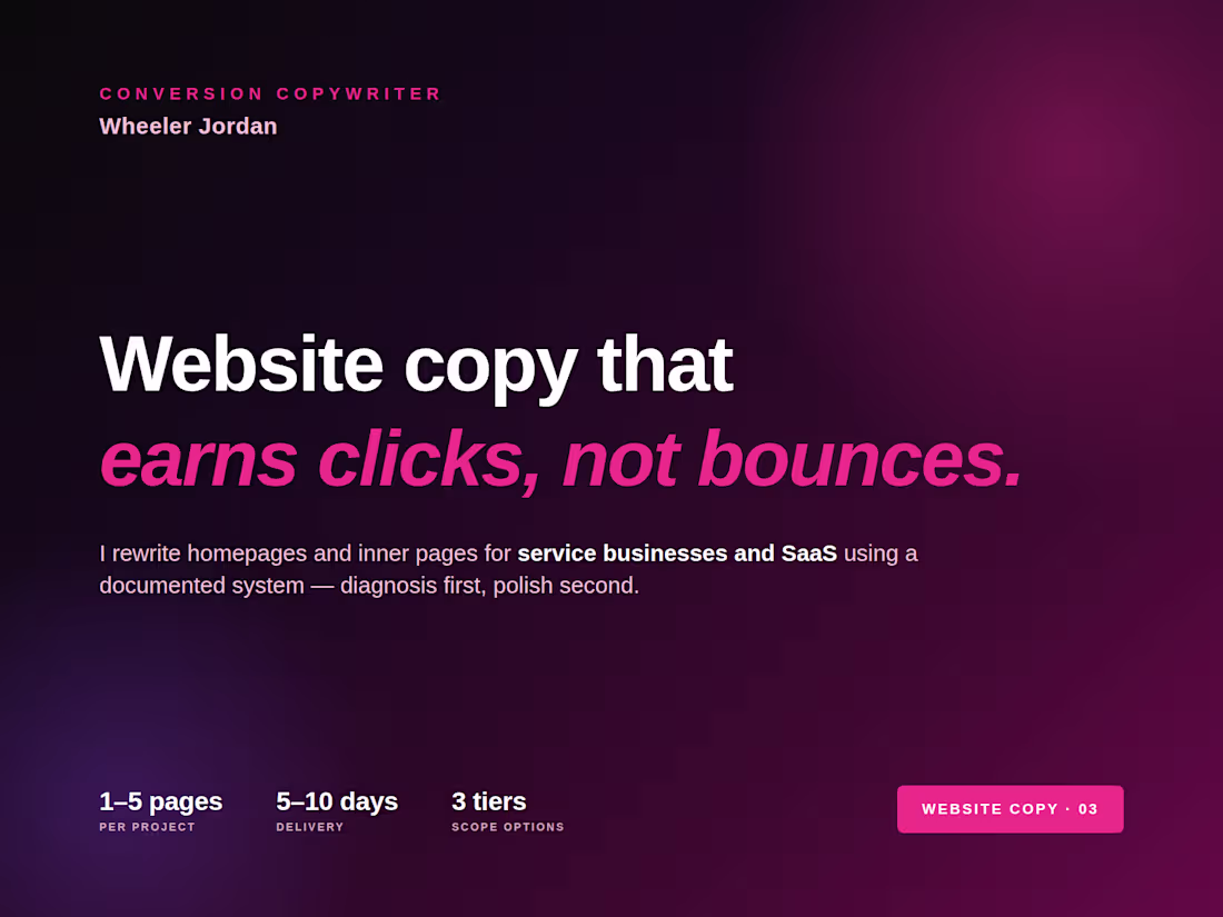 Cover image for Website Copy Rewrite for Service Businesses and SaaS