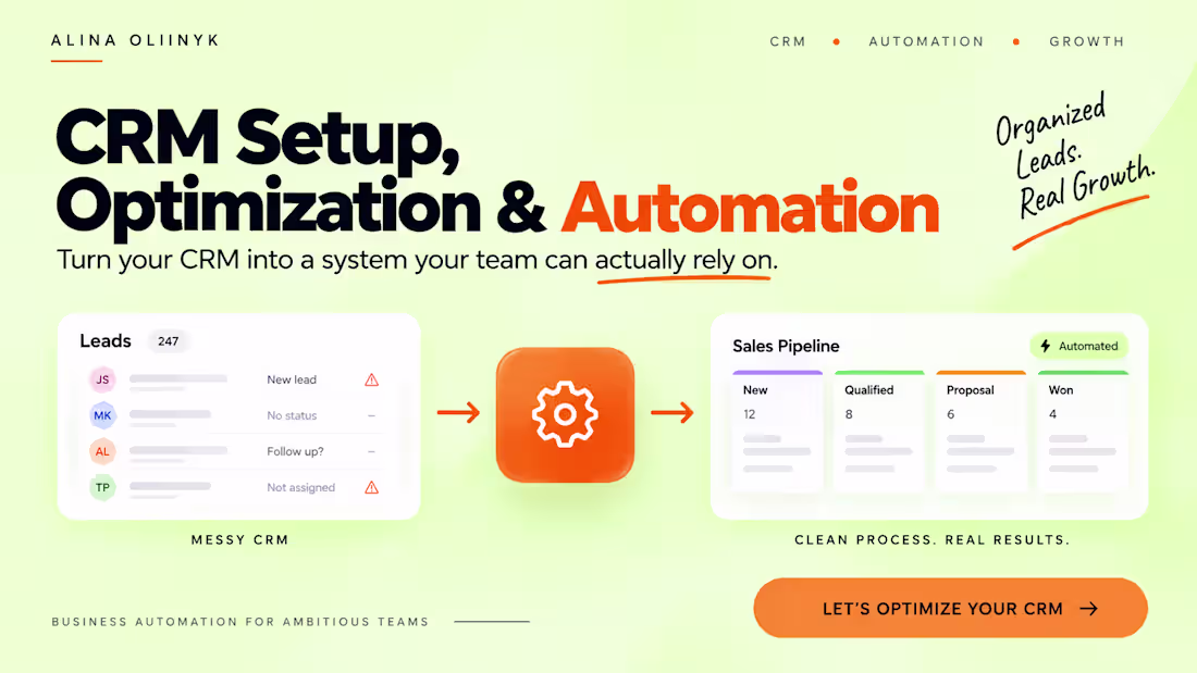 Cover image for CRM SETUP, OPTIMIZATION & AUTOMATION