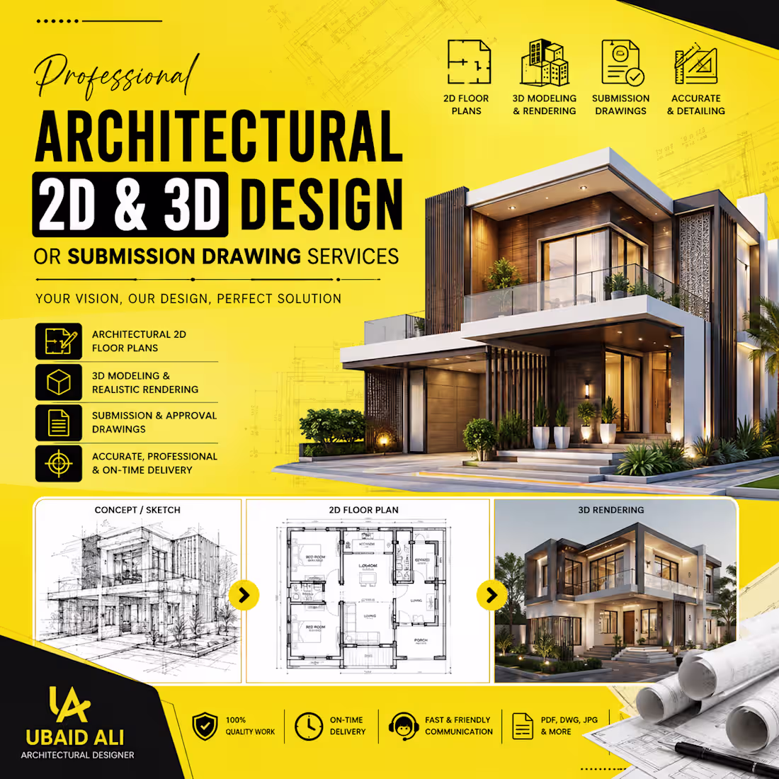Cover image for provide architectural 2d and 3d design or submission drawing 