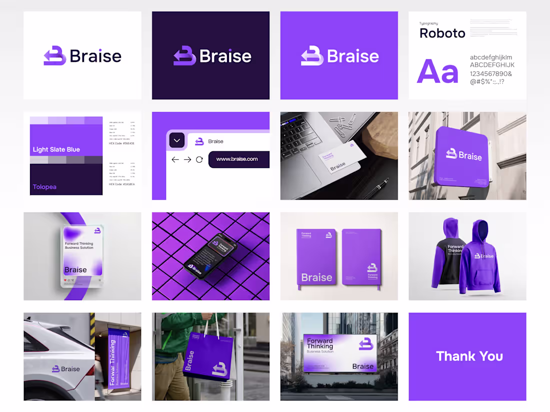 Cover image for Forward Thinking B + Rise Arrow logo, Brand Identity Design