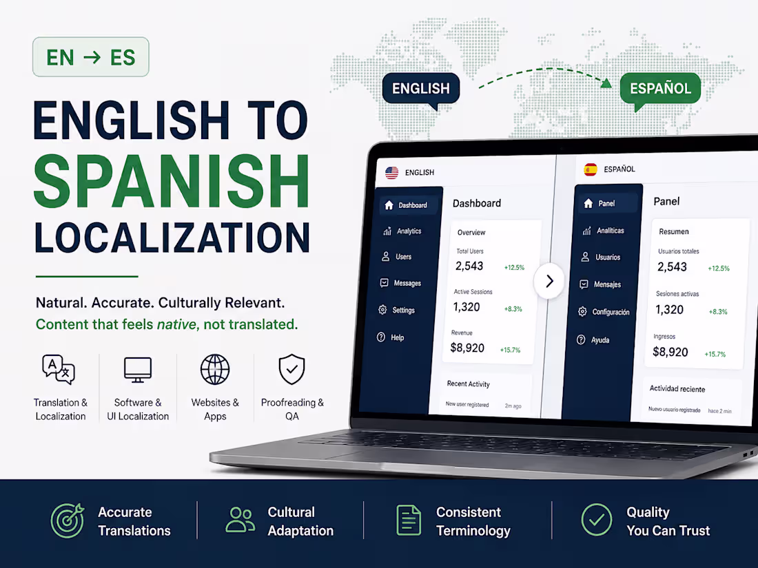 Cover image for English to Spanish Localization & Translation