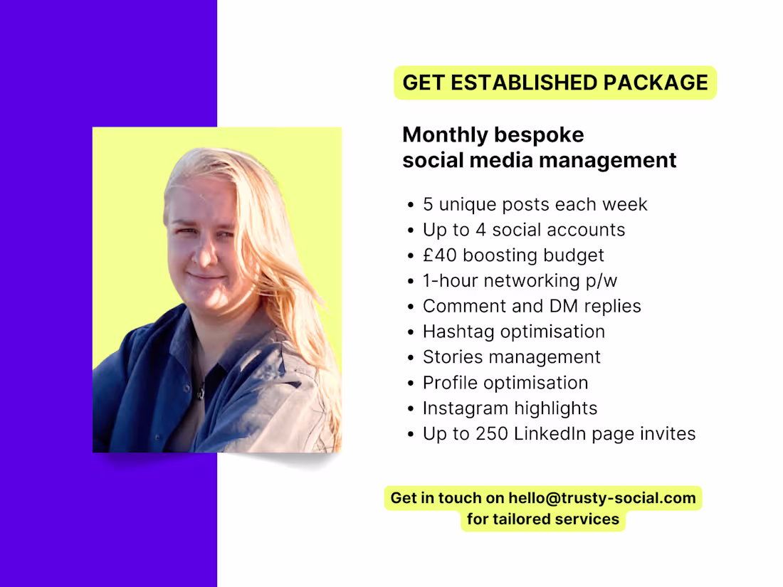 Cover image for Monthly social media management | GET ESTABLISHED PACKAGE