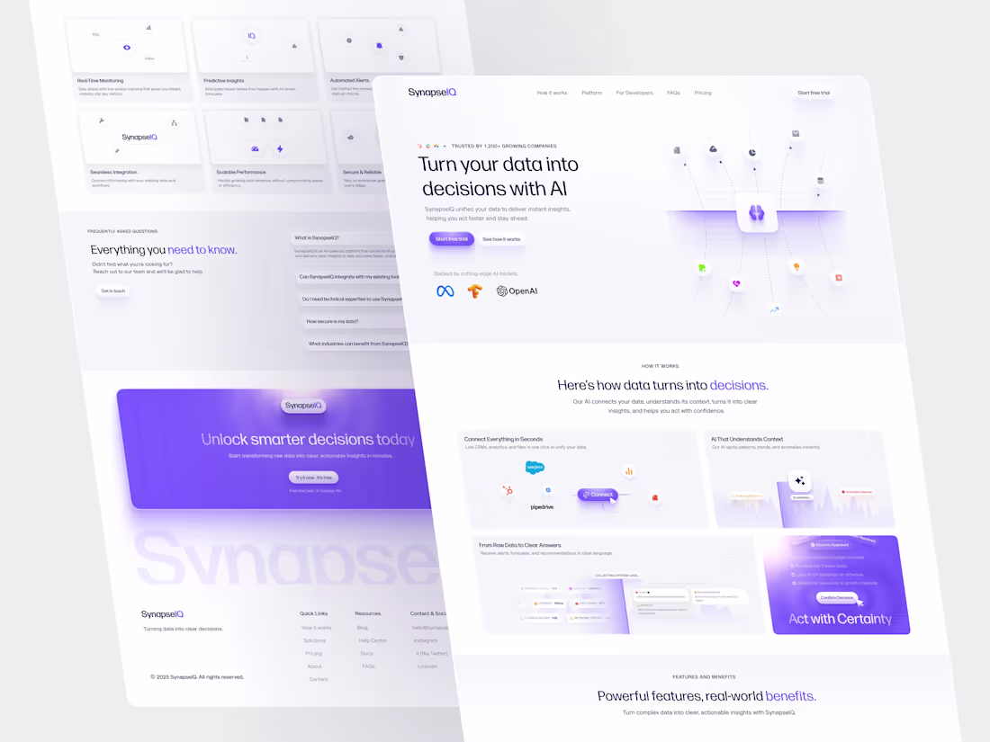 Cover image for SynapseIQ - SaaS Landing Page