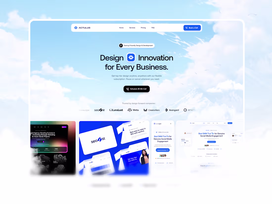 Cover image for Actulus 2.0 Web Design & Development Agency hero header