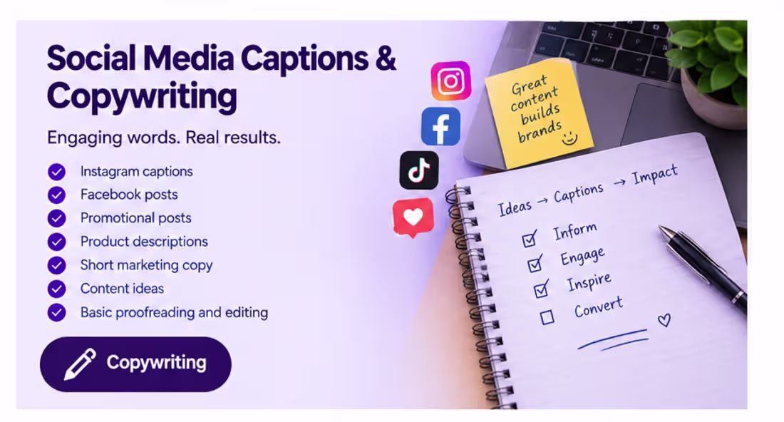Cover image for Social Media Captions & Copywriting