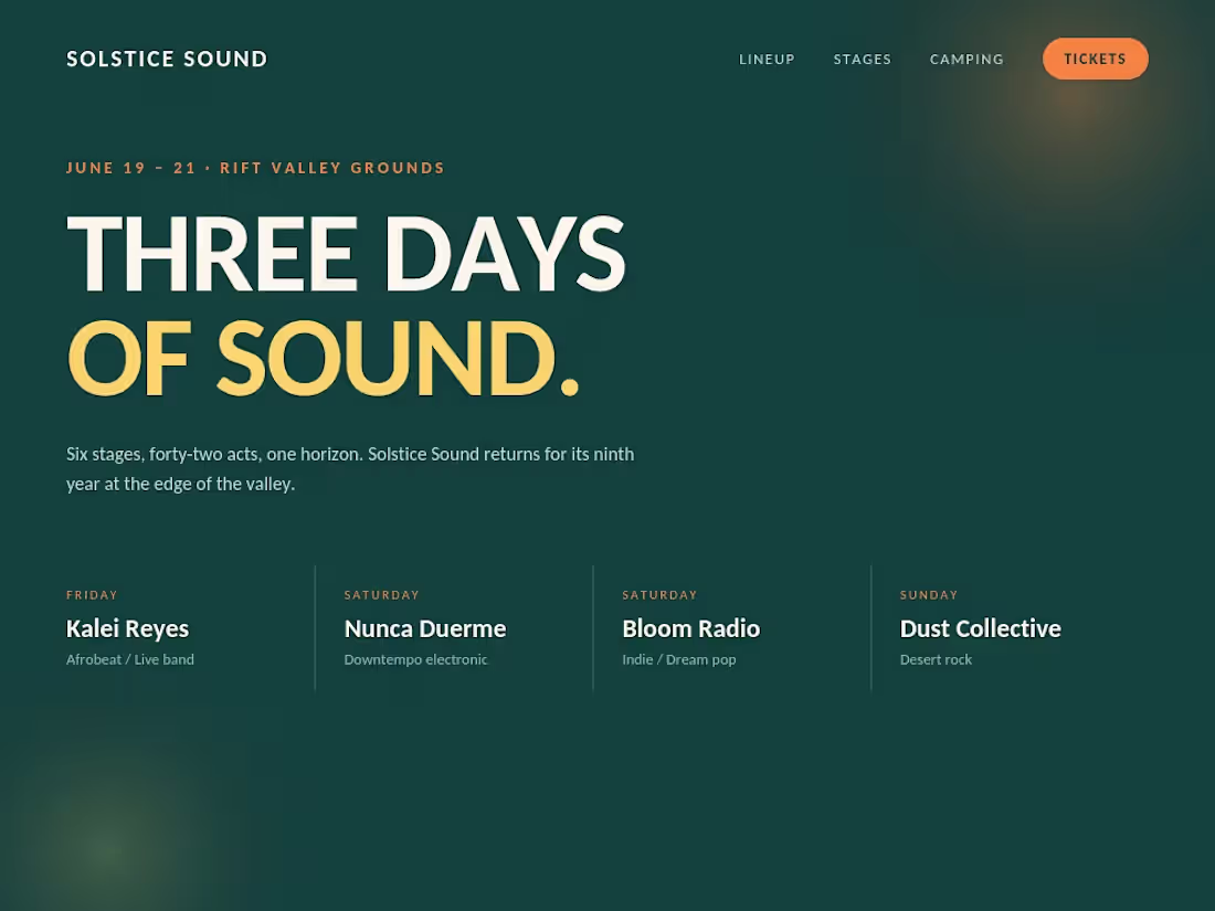 Cover image for Solstice Sound — Music Festival
A