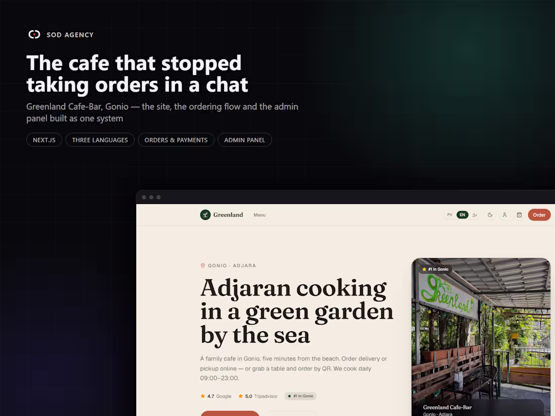 Cover image for Greenland Cafe-Bar — an ordering platform for a seaside cafe