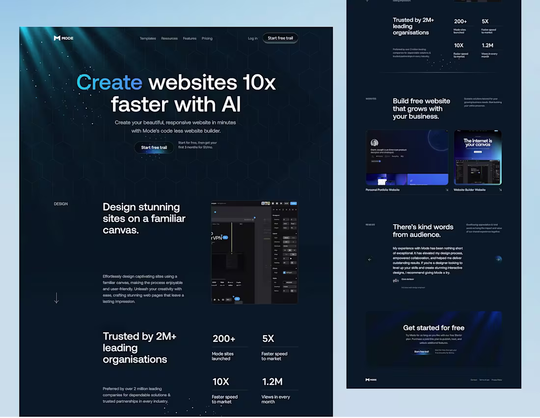 Cover image for Mode — AI-Powered Website Builder Landing Page I designed th...