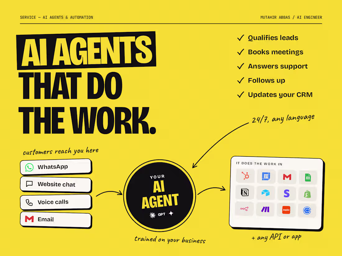 Cover image for AI Agents & Automation: WhatsApp, Web Chat, Voice & Email