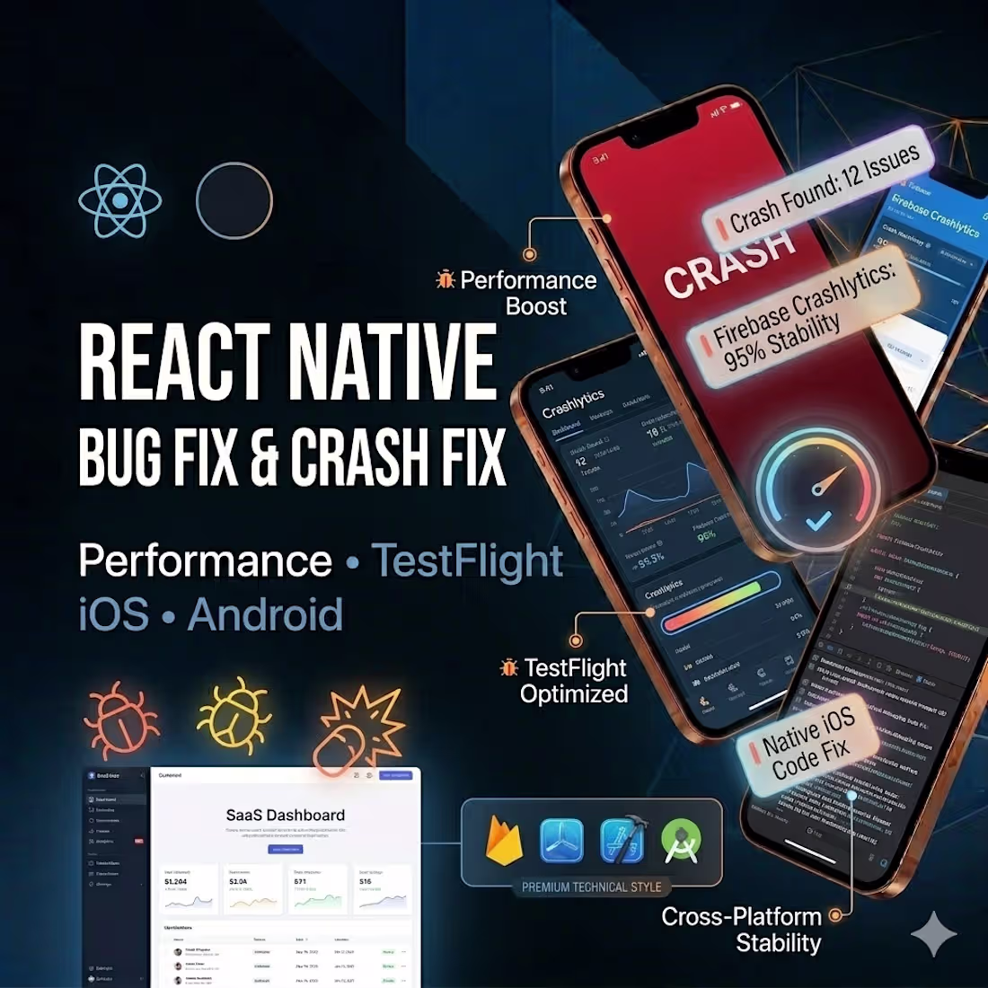 Cover image for Fix React Native Mobile App Bugs, Crashes & App performance