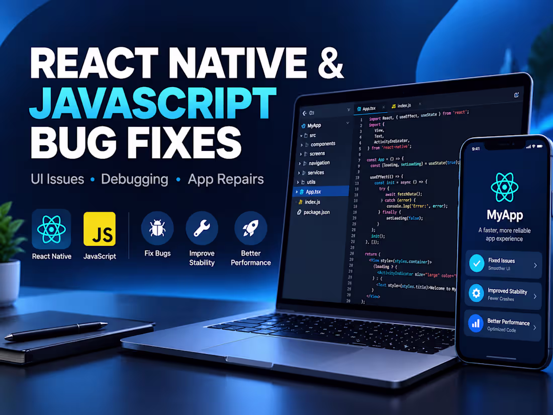 Cover image for I will fix bugs in your React Native or JavaScript app