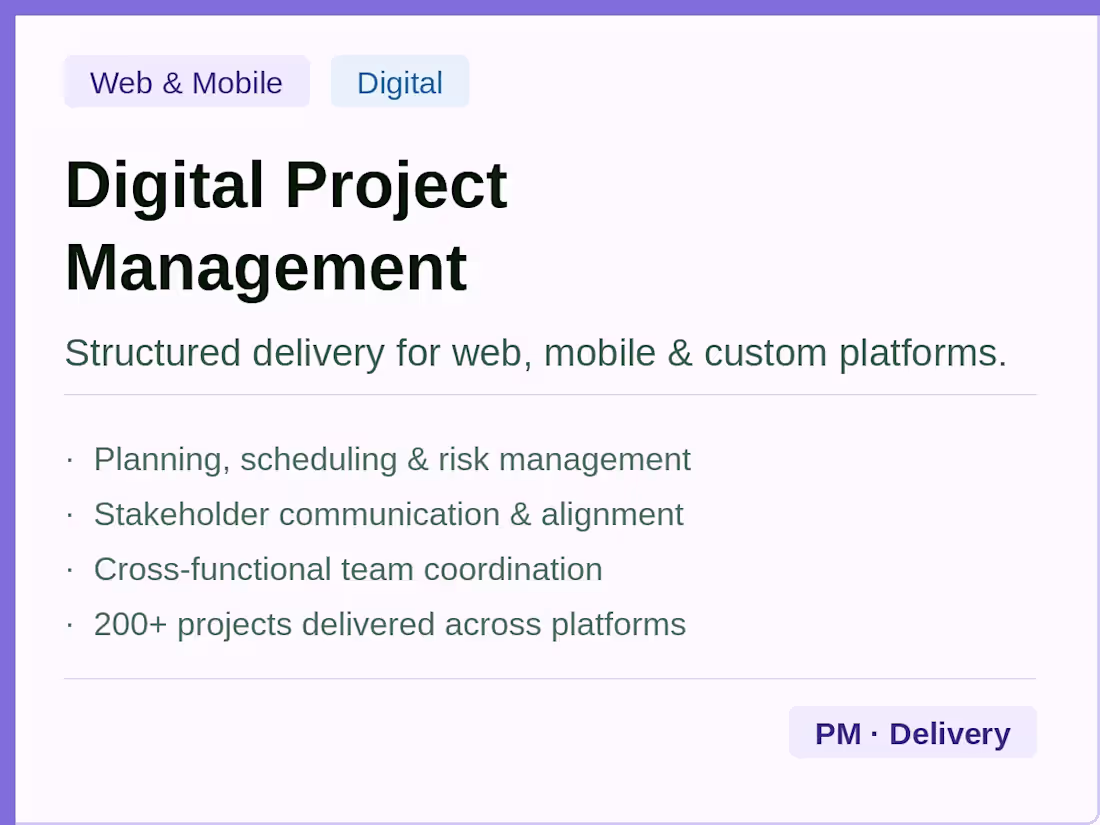 Cover image for Digital Project Management — Web & Mobile