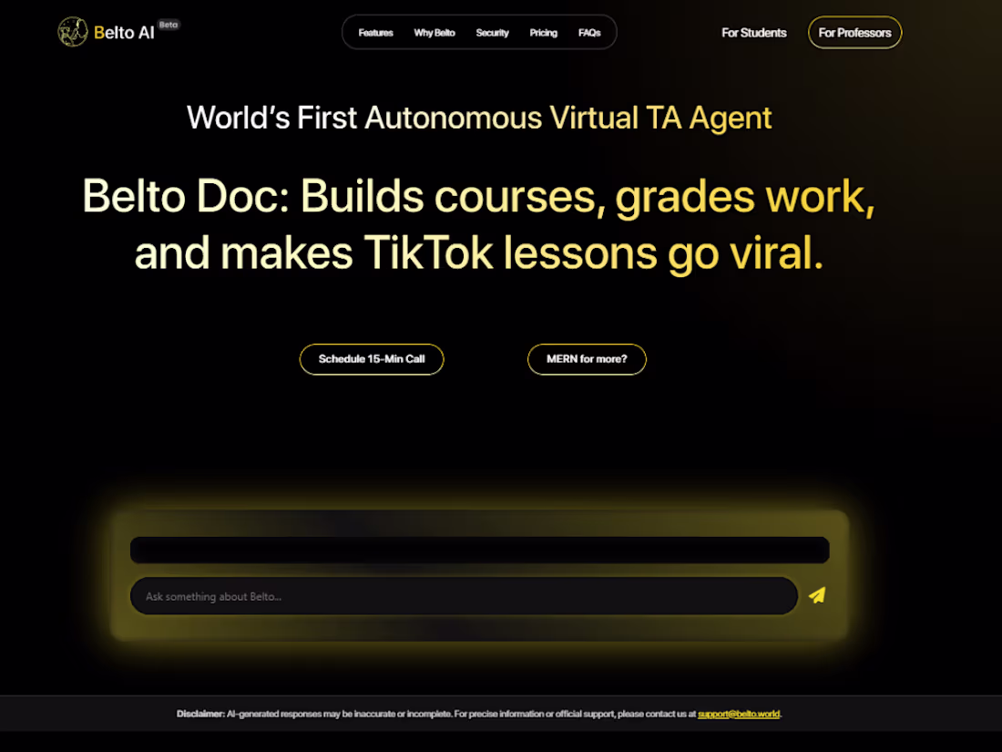 Cover image for Development of AI Educational Platform for Belto.World