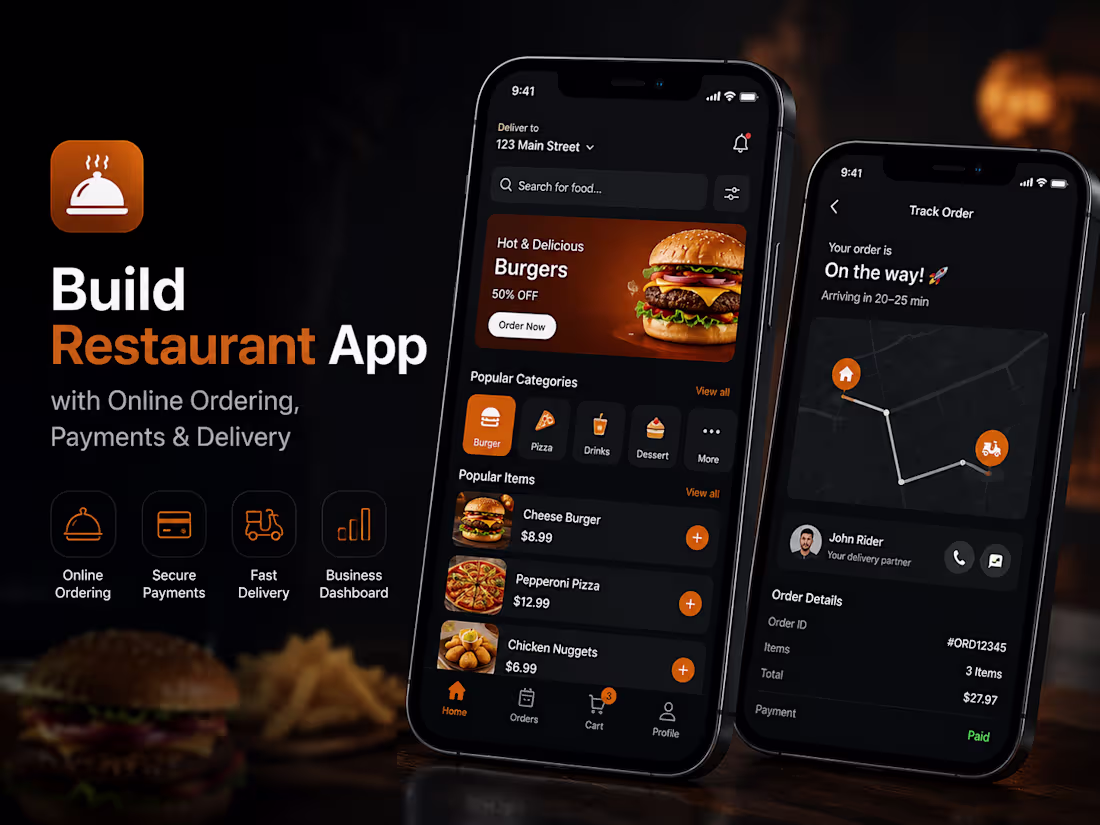 Cover image for Build restaurant app with online ordering, payments and delivery