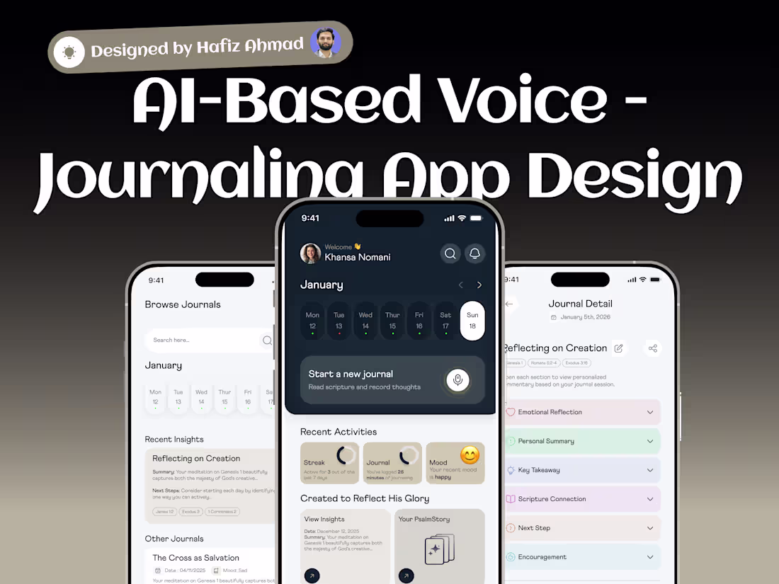 Cover image for UI/UX Design for a Voice-Based Journaling Application 