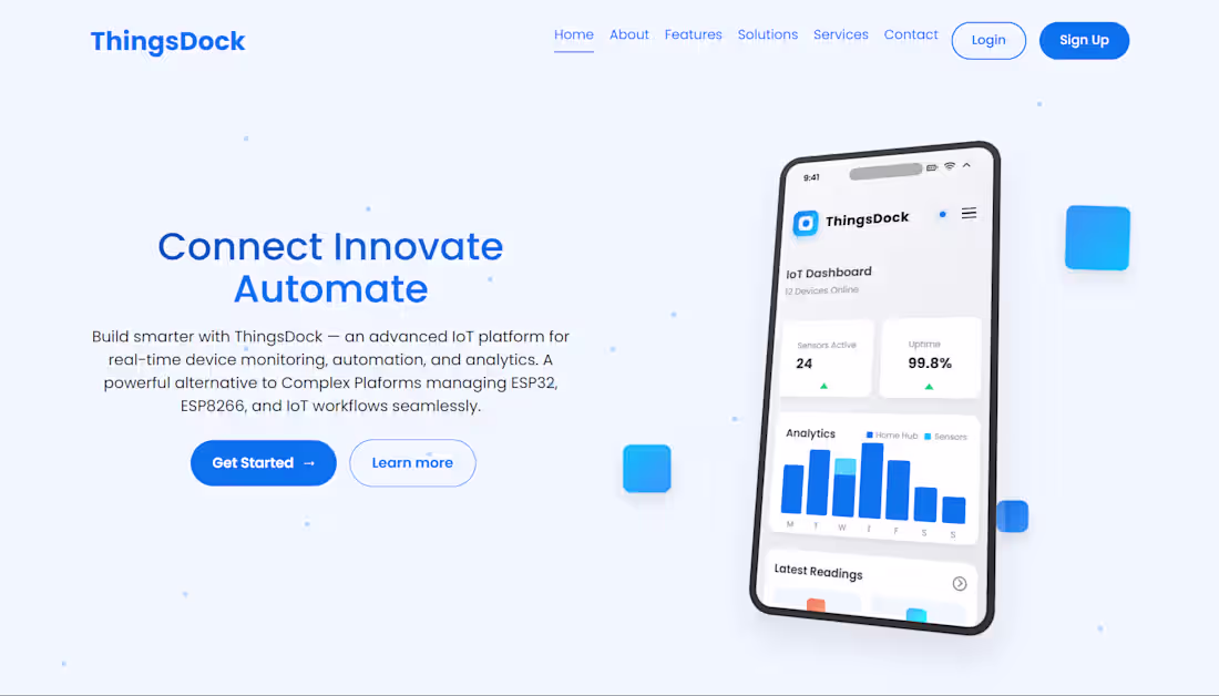 Cover image for Designed and developed the official website for an IoT and i...