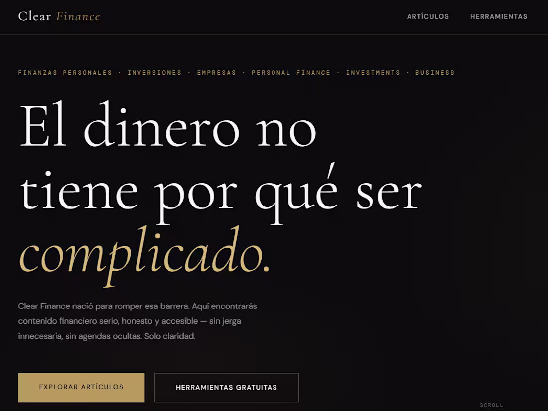 Cover image for Clear Finance is a Website